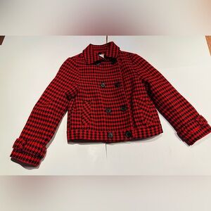 Zara Kids A/W 2021 Studio Collection Red & Black Houndstooth Jacket Size: 11/12Y